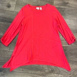 Chicos Zynergy Blouse Top Size 1 Casual 3/4 Sleeve